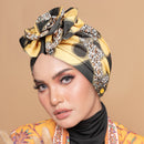 Leopard & Chain Print Turban Hat
