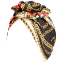 Chain & Flower Print Turban Hat