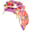 Chain & Flower Print Turban Hat
