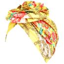 Chain & Flower Print Turban Hat