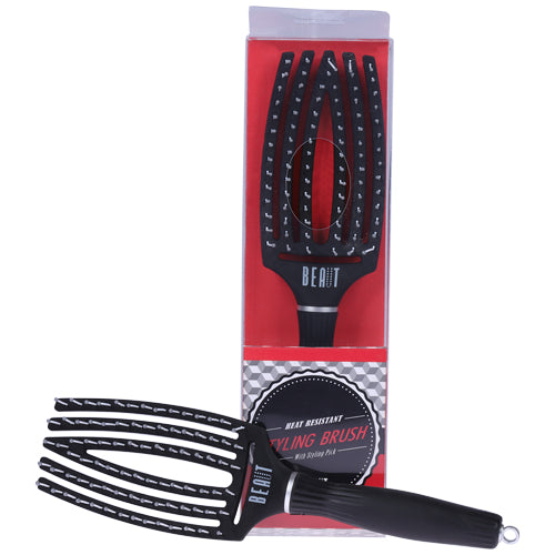 Heat Resistant Styling Brush w/ Styling Pick