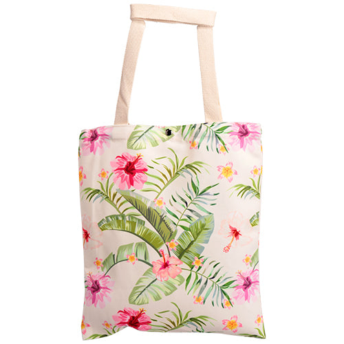 Light Floral Print Canvas Tote Bag